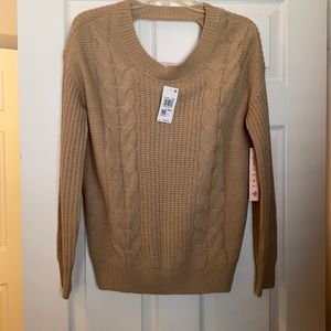 NWT CRAVE FAME CABLE KNIT SWEATER- CAMEL COLORED!!